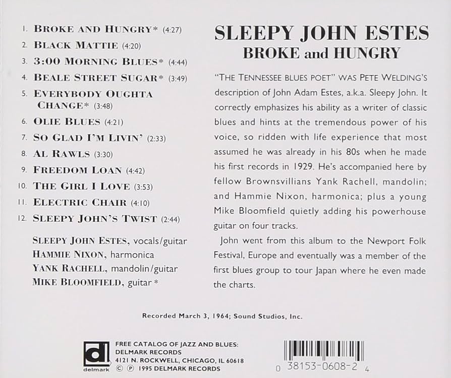 洋楽 Sleepy John Estes - Broke and Hungry LP Sleepy John Estes – Broke And Hungry – Vinyl (LP, Album